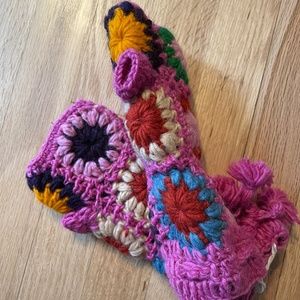 Multi colored fingerless funky mittens